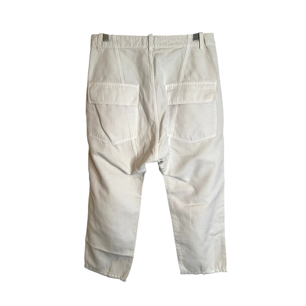 Nili Lotan 8 Slouchy LINEN Luna Pants Drop Crotch Cropped Cotton Eggshell White - Picture 5 of 9